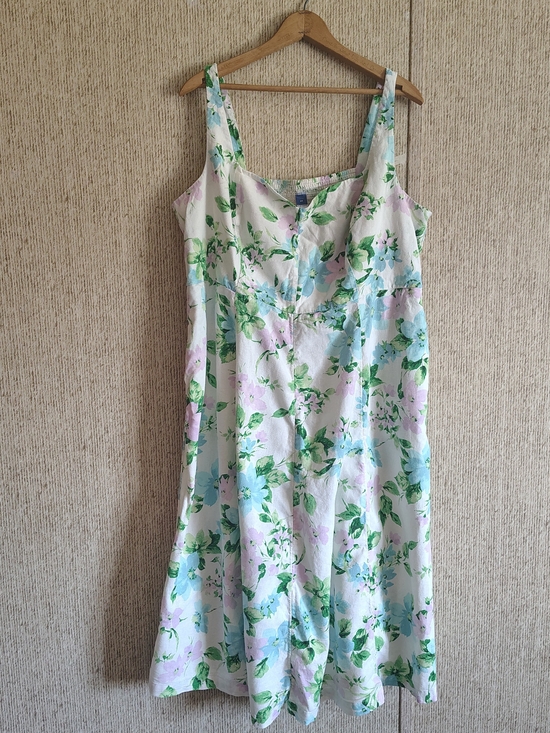 Old Navy Dresses & Skirts - Old Navy Fit & Flare Linen Blend Sundress, Pink & Blue Floral, Sz 2X